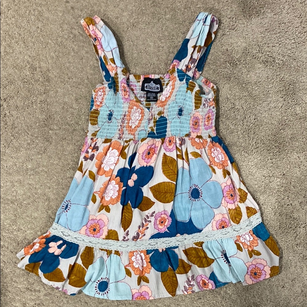 Angie Floral Blouse Blue Pink Sleeveless